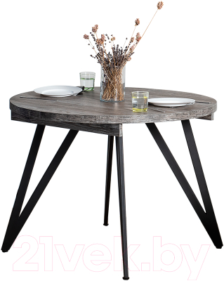 Обеденный стол Millwood Женева 3 Л раздвижной D100-140x100x76 (сосна пасадена/металл черный) - фото