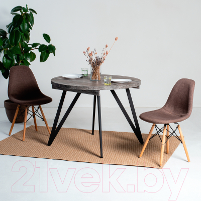 Обеденный стол Millwood Женева 3 D раздвижной 110-150x110x76.4 (сосна пасадена/металл черный)