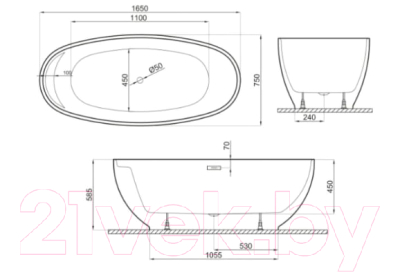 Ванна акриловая Polimat Kivi 165x75 / 00471