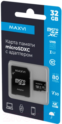 Карта памяти Maxvi microSDXC 32GB class 10 UHS-I (3) - фото