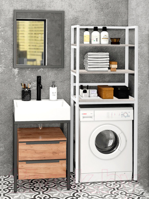 Стеллаж Millwood Венеция 2 35x60x181.8 (дуб белый Craft/металл белый)