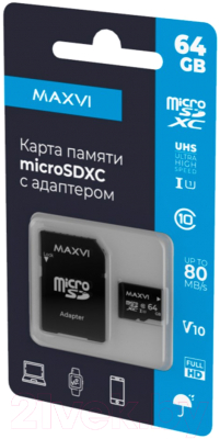Карта памяти Maxvi microSDXC 64GB class 10 UHS-I (1) - фото