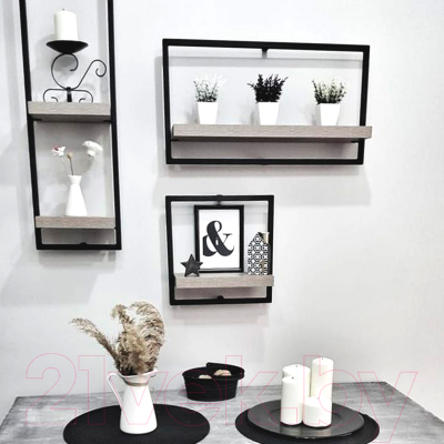 Полка Millwood Навесная каркасная 30x15x30 (дуб белый Craft/металл черный)