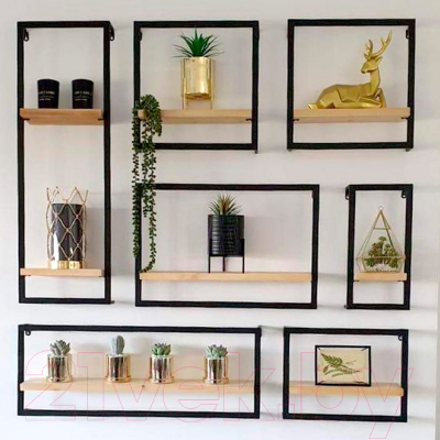 Полка Millwood Навесная каркасная 30x15x30 (дуб золотой Craft/металл черный)