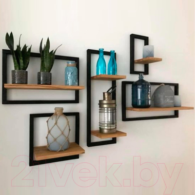 Полка Millwood Навесная каркасная 30x15x30 (дуб золотой Craft/металл черный)