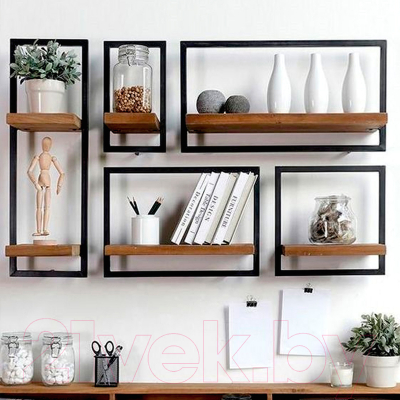 Полка Millwood Навесная каркасная 30x15x30 (дуб табачный Craft/металл черный)