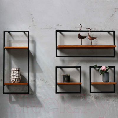 Полка Millwood Навесная каркасная 30x15x30 (дуб табачный Craft/металл черный)