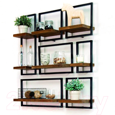 Полка Millwood Навесная каркасная 30x15x30 (дуб табачный Craft/металл черный)