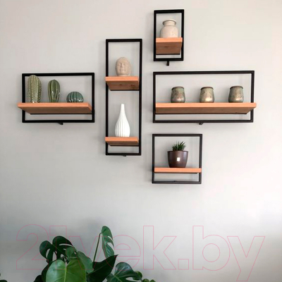 Полка Millwood Навесная каркасная 30x15x30 (дуб табачный Craft/металл черный)