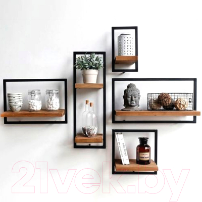 Полка Millwood Навесная каркасная 30x15x30 (дуб табачный Craft/металл черный)