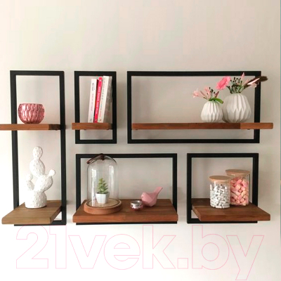 Полка Millwood Навесная каркасная 30x15x30 (дуб табачный Craft/металл черный)