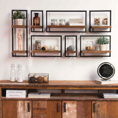 Полка Millwood Навесная каркасная 30x15x70 (дуб табачный Craft/металл черный)