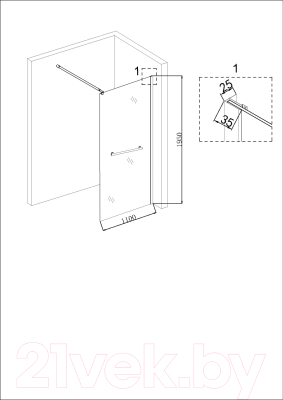 Душевая стенка Niagara NG-641-11 110x195 (золотой)