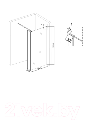 Душевая стенка Niagara NG-644-90 90x195 (золотой)