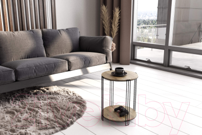 Журнальный столик Sheffilton SHT-CT33 (черный муар/черный муар/светлый орех)