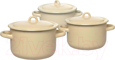 Набор кастрюль Лысьвенские эмали С-001КмЭ (кремовый) - фото