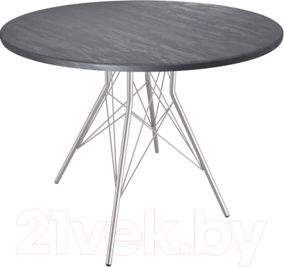 Обеденный стол Sheffilton SHT-TU2-1/ТТ 90 МДФ (хром лак/каменный уголь) - фото