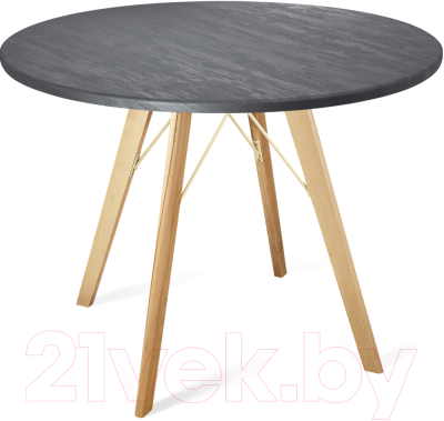 Обеденный стол Sheffilton SHT-TU9/TT 90 МДФ (прозрачный лак/каменный уголь) - фото