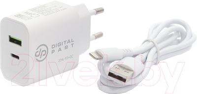 Зарядное устройство сетевое Digitalpart FC-135 с кабелем Lightning - фото