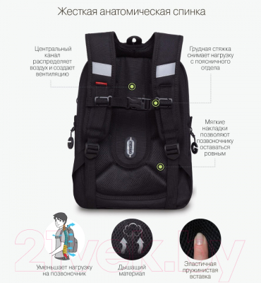 Школьный рюкзак Grizzly RAf-393-10 (черный)