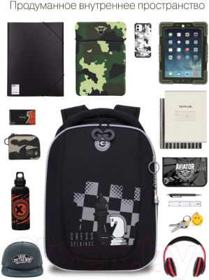 Школьный рюкзак Grizzly RAf-393-10 (черный)