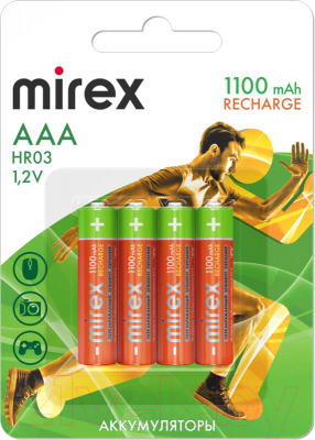 Комплект аккумуляторов Mirex AAA 1100мАч / 23702-HR03-11-E4 - фото