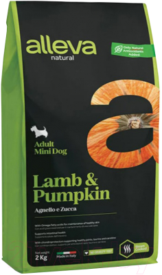 Сухой корм для собак Alleva Natural Для взр. собак мелк. пород с ягненком и тыквой / P00211 (2кг) - фото