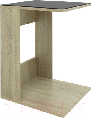 Журнальный столик Мебелик BeautyStyle 3 (сонома/стекло черное) - фото