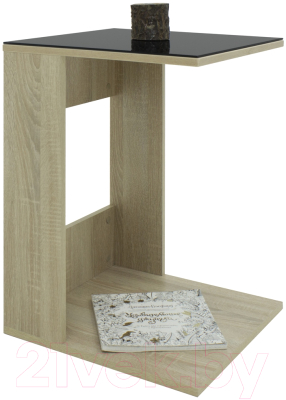 Журнальный столик Мебелик BeautyStyle 3 (сонома/стекло черное)