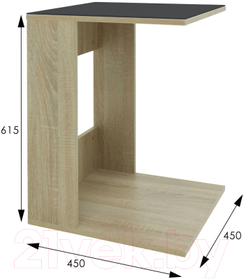 Журнальный столик Мебелик BeautyStyle 3 (сонома/стекло черное)