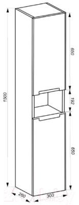 Шкаф-пенал для ванной ЗОВ Эридан 150 / EP150LWPFM1015GKV5