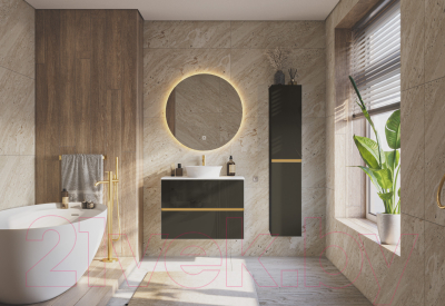 Шкаф-пенал для ванной ЗОВ Софи 150 / SP150MWFMLGVG