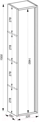 Шкаф-пенал для ванной ЗОВ Женева 150 / JP150LHO0MBPMC1A