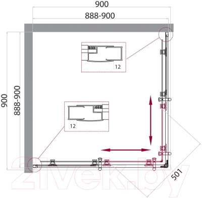 Душевой уголок BelBagno UNO-195-A-2-90-CH-CR