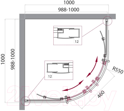 Душевой уголок BelBagno UNO-195-R-2-100-CH-CR