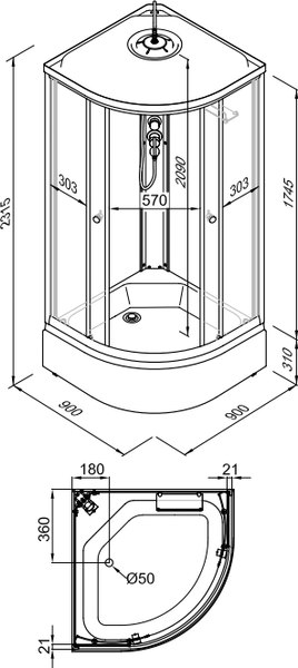 Душевая кабина Triton Грэй В 90x90