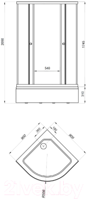 Душевой уголок Triton Грэй В 90х90 (белый)
