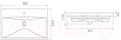 Тумба с умывальником ЗОВ Эридан 90 / E90LWP0M9003MKV5-E90