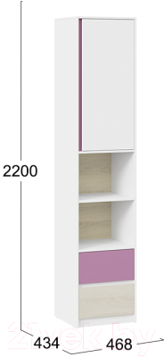Шкаф-пенал ТриЯ Сканди СМ-386.07.20-20 (дуб гарден/белый/лиловый)