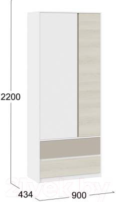 Шкаф ТриЯ Сканди СМ-386.07.26-26 (дуб гарден/белый/глиняный серый)