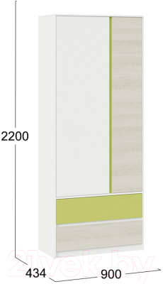 Шкаф ТриЯ Сканди СМ-386.07.26-26 (дуб гарден/белый/зеленый)
