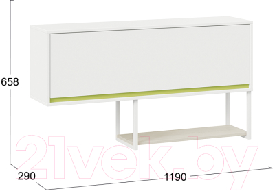 Шкаф навесной ТриЯ Сканди ТД-386.15.011 (дуб гарден/белый/зеленый)