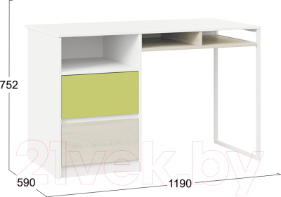 Письменный стол ТриЯ Сканди ТД-386.15.02-20 (дуб гарден/белый/зеленый)