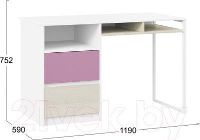 Письменный стол ТриЯ Сканди ТД-386.15.02-20 (дуб гарден/белый/лиловый)