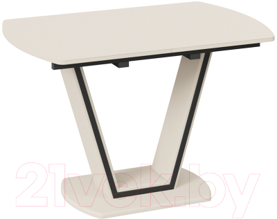 Обеденный стол ТриЯ Дели тип 2 (бежевый софт/стекло матовое бежевое) - фото