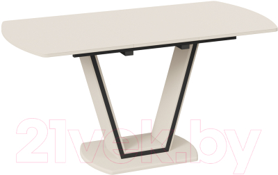 Обеденный стол ТриЯ Дели тип 2 (бежевый софт/стекло матовое бежевое)
