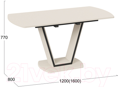 Обеденный стол ТриЯ Дели тип 2 (бежевый софт/стекло матовое бежевое)