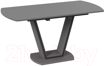 Обеденный стол ТриЯ Дели тип 2 (серый софт/стекло матовое серое)