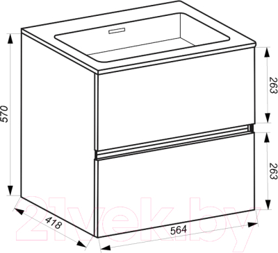 Тумба с умывальником ЗОВ Софи 60 / S60MW0MAGVA-SU60