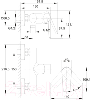 Смеситель Cersanit Moduo 64099